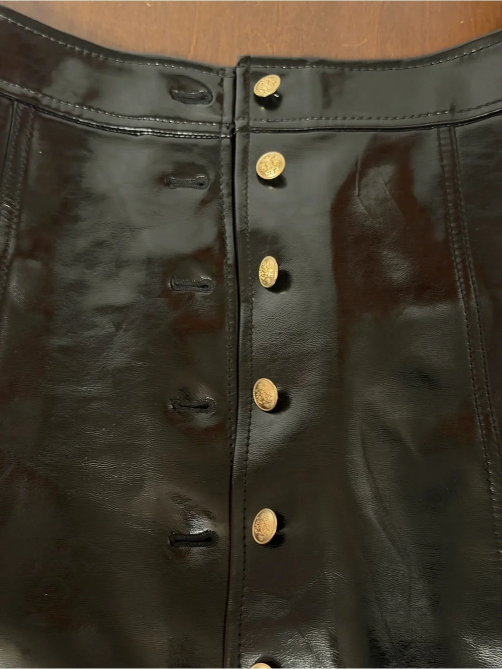 J.Crew Collection button-front skirt in faux patent leather